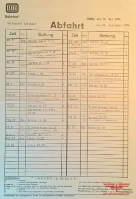 Holtgast 1974, Sommerfahrplan